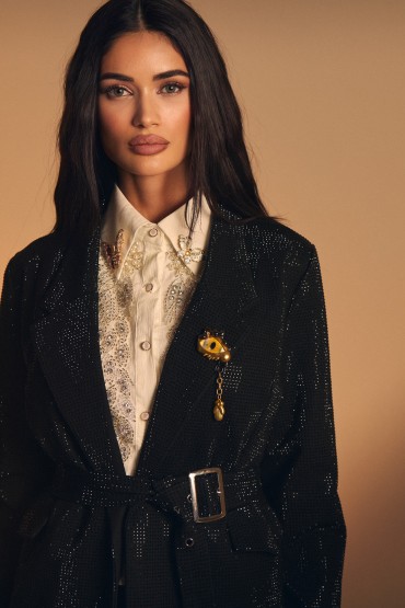 Blazer en coton doublé de paillettes : Collection été