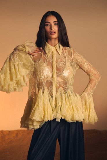 CAMISA ENCAJE AMARILLO VAINILLA | COLECCION VERANO