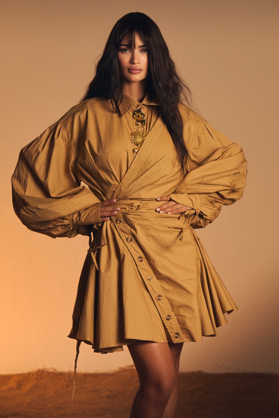 VESTIDO CAMISERO CAQUI