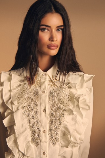 CAMISA DE ALGODON CON PEDRERIA/ COLECCION VERANO