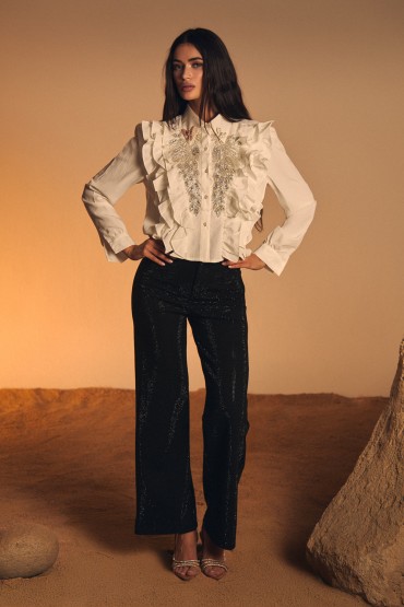 CHEMISE EN COTON AVEC STRASS/ COLLECTION ÉTÉ
