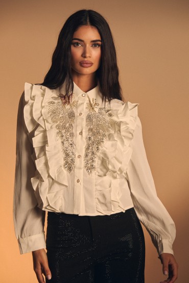 CAMISA DE ALGODON CON PEDRERIA/ COLECCION VERANO