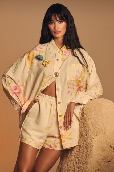 CONJUNTO BLANCO FLORES ACUARELA