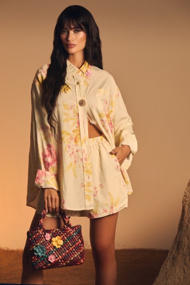 CONJUNTO BLANCO FLORES ACUARELA