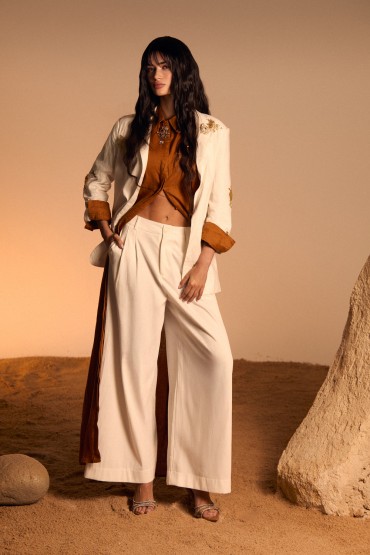 BLAZER IN COTONE E LINO RICAMATO/COLLEZIONE ESTIVA