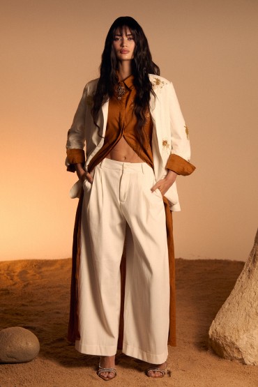 BLAZER IN COTONE E LINO RICAMATO/COLLEZIONE ESTIVA