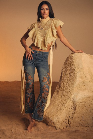 DENIM CAMPANA ENCAJE BEIGE