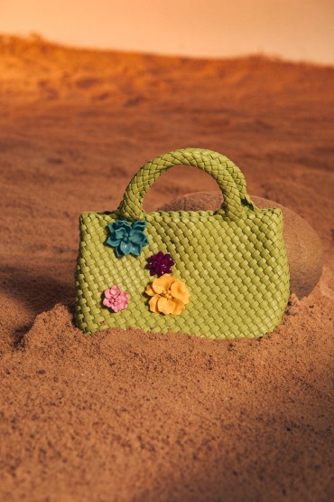 BOLSO TRENZADO VERDE PEQUEÑO