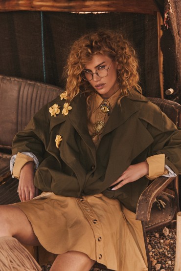 SUKIENKA KOSZULOWA KHAKI