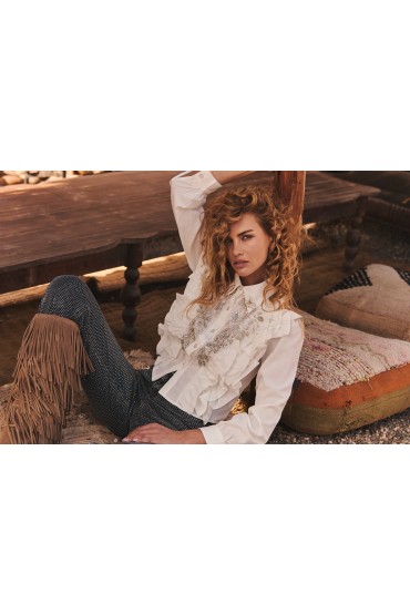 CAMISA DE ALGODON CON PEDRERIA/ COLECCION VERANO
