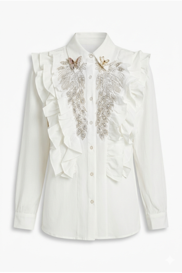 CHEMISE EN COTON AVEC STRASS/ COLLECTION ÉTÉ