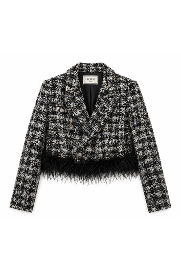BLAZER A RUTTILI E PIUME NERO