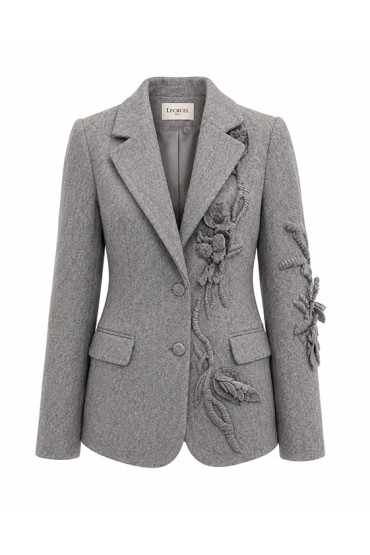 BLAZER GRIS DETALLES FLORALES