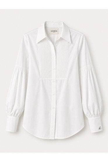 CAMICIA BIANCA CON PIEGHE AL COLLO