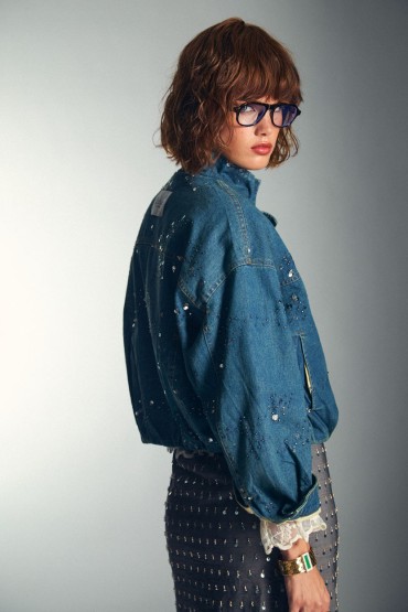 DENIM-BOMBERJACKE