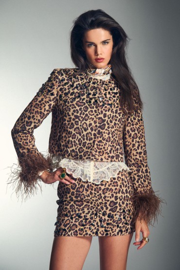 ANIMAL-PRINT FEATHER JACKET