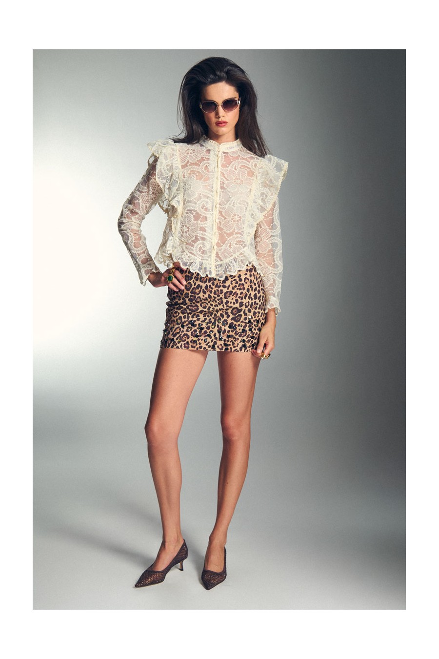 MINI COM ESTAMPA DE ANIMAIS E PENAS
