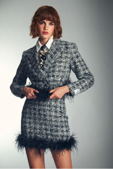 BLAZER A RUTTILI E PIUME NERO