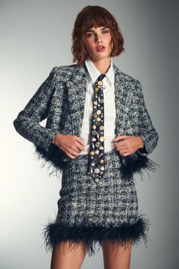 BLAZER A RUTTILI E PIUME NERO