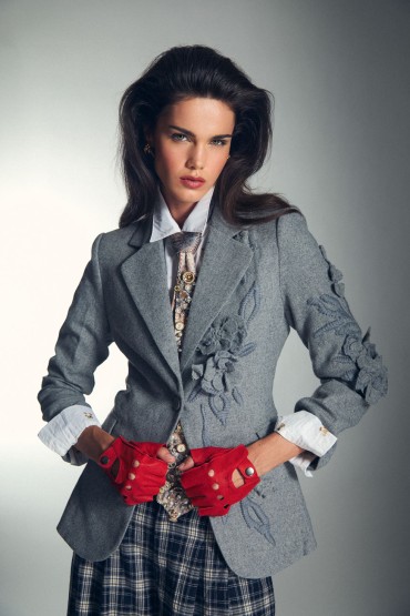 BLAZER GRIS CU DETALII FLORALE