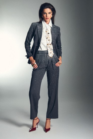 PANTALON GRIS PEDRERIA GLITER