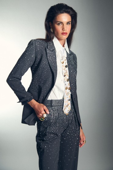GREY JACKET WITH GLITTER EMBELLISHMENTS