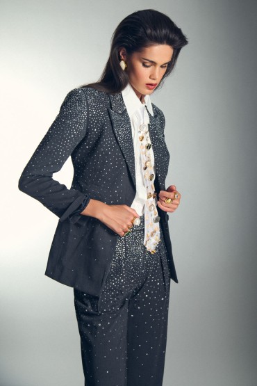 GREY JACKET WITH GLITTER EMBELLISHMENTS