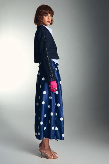 BLUE CROPPED JACKET WITH SHIRT COLLAR