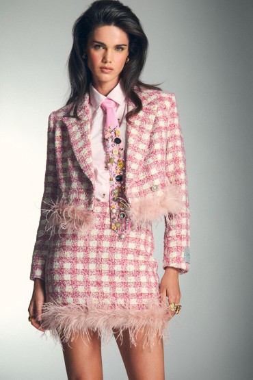 CRAVATTA ROSA CON STRASS - U