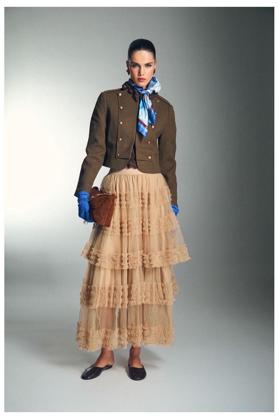 FALDA TULL CAMEL