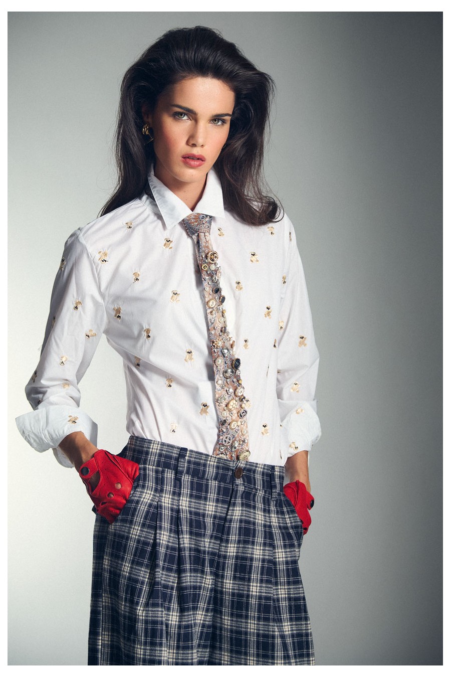 CHEMISE BLANCHE À MOTIF D'OURS