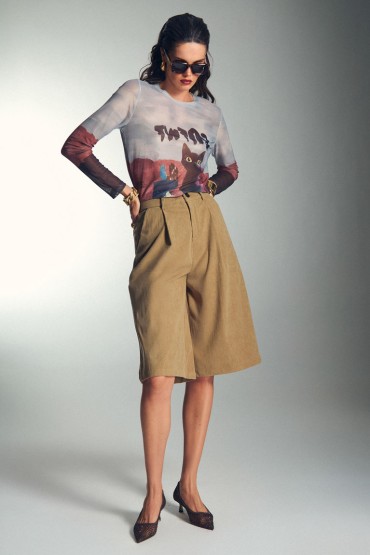 BERMUDAS CASTANHAS DE VELUDO CORDÃO