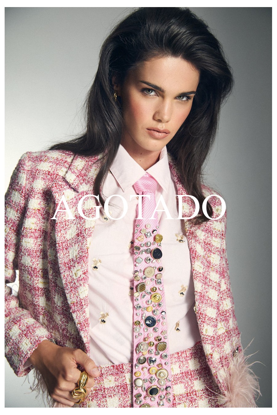 CRAVATTA ROSA CON STRASS - U